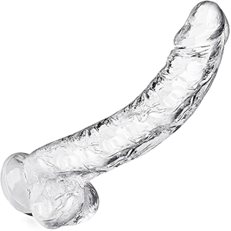 Dildo 9.4" Realistic Suction Cup G-Spot Dildo For Women, Big Anal Dildo For Men And Gay Couples Adult Sex Toys Perfect Lover(Clear)
