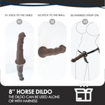 8" Realistic Horse Dildo & Harness Strap-On Set, Adjustable Soft Leather Belt,Removable Fantasy Dildo For G-Spot/Anal/Pegging Play,Adult Sex Toy For Women/Men/Lesbian (Fits Up To 51" Waist/35'' Thigh)