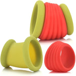 Double Penis Ring For Men - Green + Red Silicone Cock Ring For Harder Longer Stronger Erections - Erection Enhancing Sex Toy