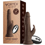 Turbo Rabbit Vibrator Realistic Dildo - Suction 360° Rotating Lifelike Sex Toy - Waterproof, 8 Vibration Modes, Turbo Button, Remote - Harness Compatible Adult Sex Toys For Women (Brown)