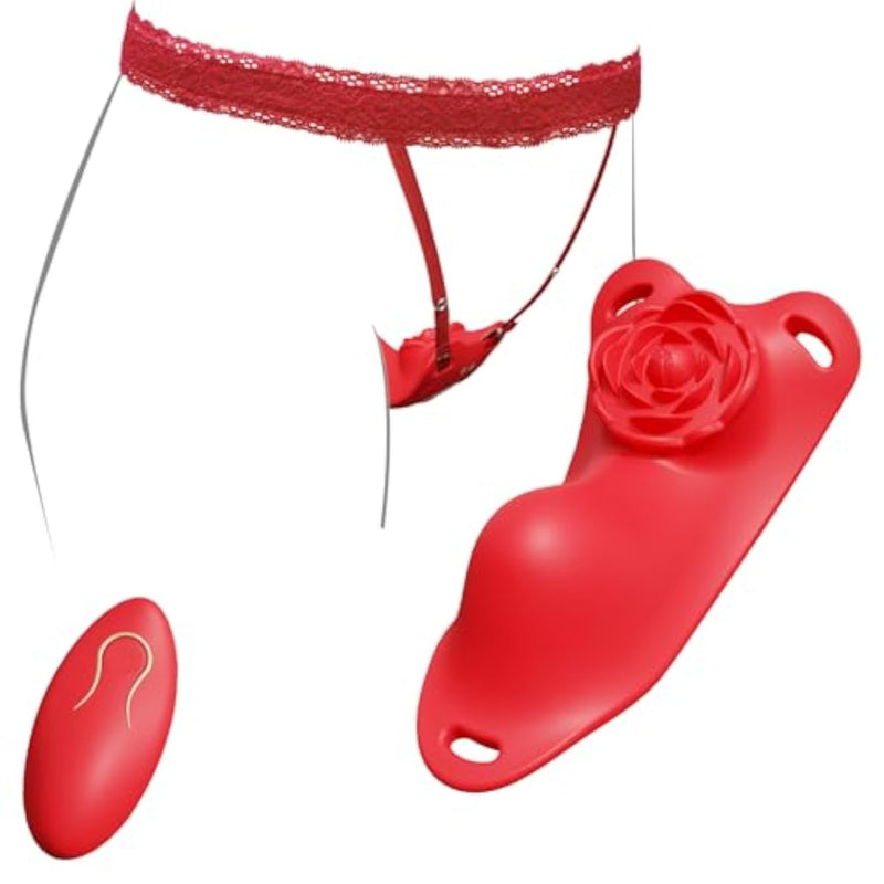 Rose Clitoral Stimulator and Butterfly Vibrator for Women and Couples - Adjustable Panty Vibrator with Remote Control