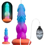 8" Fantasy Squirting Dildo Ribbed Monster Ejaculating Toy With Big Knot, Thick Ejaculating Dragon Dildo With Suction Cup For Anal Play, Adult Sex Toys For Women Men Glow In The Dark