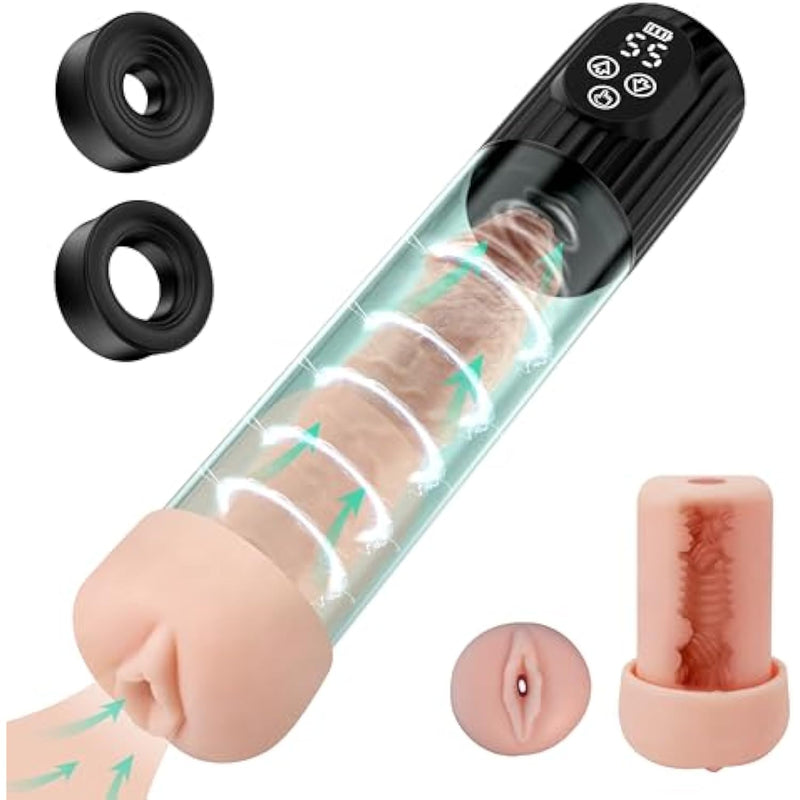 Electric Water Penis Pump,Automatic Sucking Male Masturbator With 8 Training Suction Intensities, Ipx 6 Full Waterproof Automatic Male Masturbator With 3 Traning Sleeves, Sex Toys For Men Erection