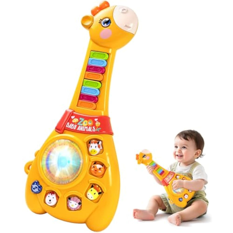 Toys For 1 2 Year Old Boy And Girl Birthday Gift: Baby Musical Guitar Piano Toys 12-18 Month With Animal Sound And Light, 1St First Learning Educational Gift For Toddlers