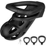 Male Chastity Device Cock Cage Chastity Locked Penis Cage For Penis Exercise With 3 Sizes Rings And Invisible Lock Abs (Black)