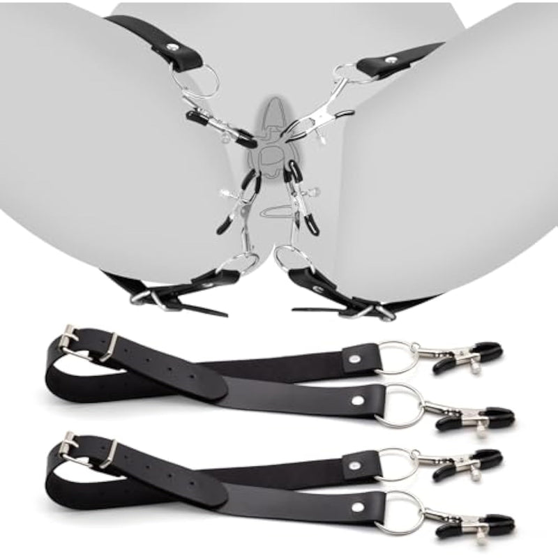 Adjustable Labia Spreader Straps With Clamps, Bdsm Bondage Restraints Couples Sex Toys Sex Furniture Nipple Toys Fetish Nipple Clips For Adult Sex Game Play Open Vaginal Pussy Clitoral Labia Clamps