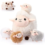 5 Pcs Sheep Stuffed Animal Toys Set 12 Inch Mommy Sheep Plush With 4 Baby Lamb Stuffed Animals Soft Cuddly Gifts For Christmas Farm Birthday Baby Shower Party Favor Nursery Decoration