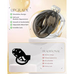 Male Chastity Belt Cock Cage - Adjustable Chastity Strap Devices With Realistic Clitoris Chastity Cage For Sissy Man Adult Sex Toy With 4 Base Ring Lock & Key, Black