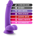Ruse D Thang, 7.75" Platinum Cured Purio Silicone Dildo, Satin Smooth Ultrasilk 1.25" Shaft, Strap-On Compatible, Suction Cup Base For Hands-Free Play, Adult Toy For Women - Purple