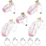 Chastity Device V3, Male Chastity Cage, Comfortable Nylon Resin Plastic Chastity Device, 3D Printed, 5 Sizes, Multiple Colors, Includes 5 Rings (Clear, X-Large)