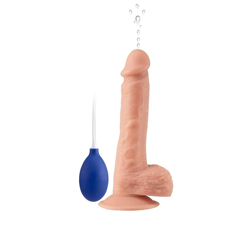Realistic Squirting Dildo Ejaculating Penis For Beginners With Strong Suction Cup For Hands-Free Play,Soft Dildo With Curved Shaft And Balls For Women G-Spot And Anal Prostate Play 8.47 Inch