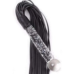 Fetish Leather Whip With Glass Pleasure Wand With Ball Sex Toy For Sm Or Anal Sex/Masturbation
