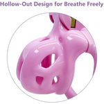 Pink Chastity Device For Men, Upgraded Ergonomic Nylon Resin Chastity Locked Cage With 4 Sizes Rings For Prevent Erection Penis Exercise Cook Cage Bondage Restraint Kit Sex Toy (Nami)