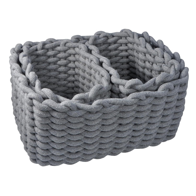 Cotton Woven Storage Bins 3 Piece Baskets/Packed 6 Pcs