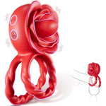Vibrating Cock Ring Penis Vibrator - Adult Rose Toy Penis Ring With 10 Vibrating & 10 Tongue Licking For Male Training & Female Clitoral Oral Sex Stimulation, Adult Sex Toys & Games For Men And Women