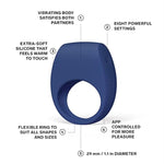 Tor 3 Vibrating Penis Ring App Connected Adult Toy For Man And Woman, Couples Sex Toy With 8 Pleasure Settings For Enhanced Sensation, Silicone Cock Ring, Base Blue
