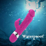 Silicone Vibrator For Women Realistic Rabbit Vibrator With 10 Powerful Vibration Modes G-Spot Stimulation Clitoral Massager Waterproof Rechargeable Vibrating Huge Dildo Adult Sex Toy For Couple(Red)