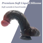 8.6" Curved Realistic Dildo For 3Xlr Sex Machine Liquid Silicone Dildo G-Spot Orgasm Big Dick Wand Lifelike Penis For Vagina & Anal Play(Black)