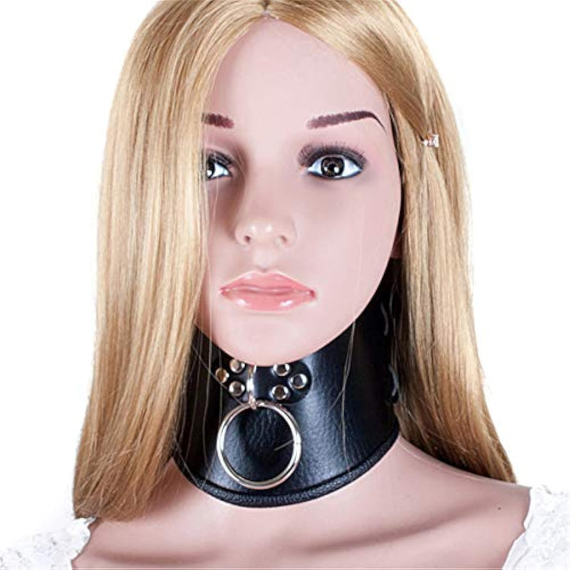 Bdsm Collar Leather Choker,O Ring Locking Collars,Adult Restraint Neck Collar Bondage Harness Necklace For Sex Play (Black1)