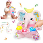 Baby Bilingual Musical Elephant Stuffed Animals Toys,Infant Early Learning Toy With Light-Up Music & Crinkle,Tummy Time Toys For 0 3 6 9 12+ Months For Baby Boy Girl Gift,Pink