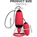 Dildo Vibrator 3In1 Tongue 10 Vibration 6 Suction Modes Breasts Clitoris Suction G-Spot Vaginal Licking Thrusting Toy (Red)