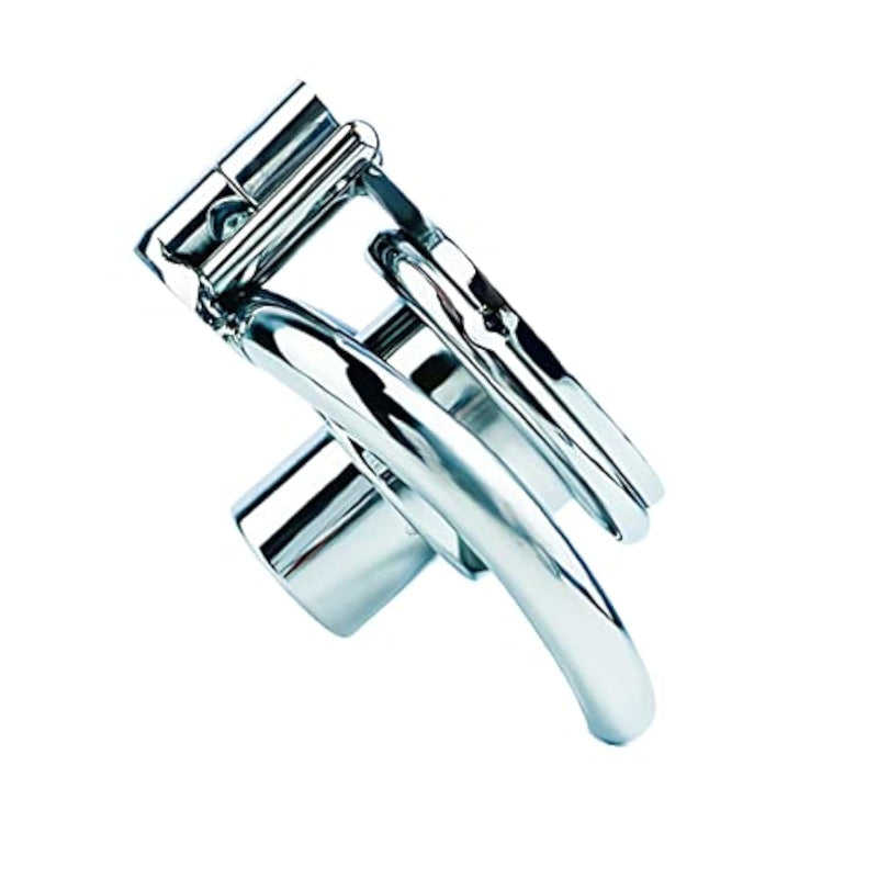 Male Chastity Cage Device With Cock Ring Lock Stainless Steel Negative Lock Series Single Double Layer Down Press Chastity Lock 52D (Double - Ring 45Mm)
