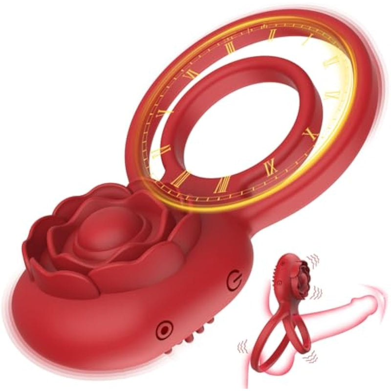 Vibrating Cock Ring,Pleasure Penis Ring Vibrator Couples Adult Sex Toys For Women Men,Adult Toys For Men Women, Medical Silicone Couples Sex Toys (Rose)
