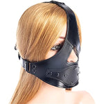 Sm Thicken Leather Head Harness Masks With Detachable Dildo Restraint Mouth Gag Masks Adult Sex Fetish Toys