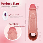 Penis Sleeve Cock Sleeve Vibrator Sex Toys - 4In1 Realistic Adult Male For Men Penis Extender Vibrating Cock Ring 9 Modes, App, Remote Control, Elastic Penis Ring To Enlarge Prolong For Men Couples