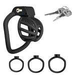 Honeycomb Hollow Chastity Cage With 4 Removable Curved Rings, Invisible Locking Cylinder Design, Cock Cage With 2 Keys Adult Cb Fetish Sex Toys & Games For Men Penis Bondage (Black,S)