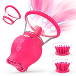 Sucking Vibrator Clit Sucker With 3 Brush Heads 2 Removable Cups, 12 Rotation Modes Manual Sucking Vibrators For Clitoral Nipple Stimulation, Rose Sex Toy Adult Sex Toys For Women Or Couples