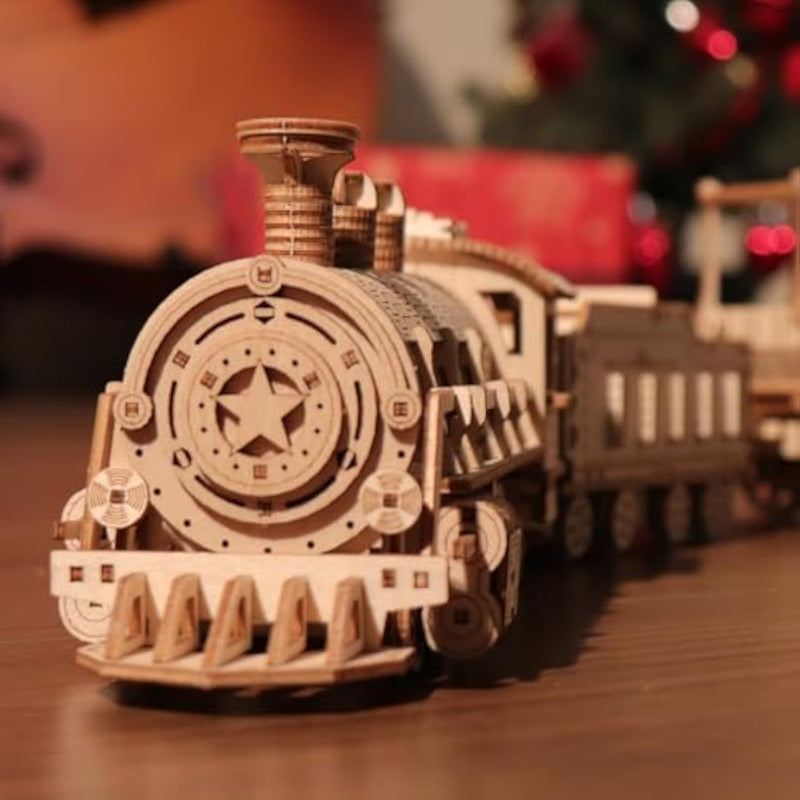 Luxury Steam Train 3D Wooden Puzzle for Adults - Challenging Brain Teaser for Adults and Kids Alike