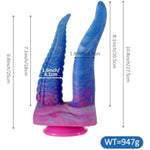 Realistic Double-Ended Dildo G-Spot Stimulation, 10.8 Inch Big Silicone Tongue Dildo With Suction Cup For Hands-Free Play, Tentacle Fantasy Dildo For Vaginal Anal Adult Sex Toys For Women Men