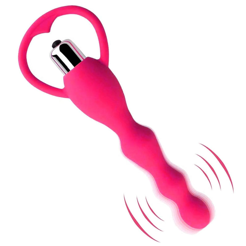 Vibrating Anal Beads Butt Plug, Graduated Design Silicone Anal