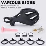 Male Chastity Cage, Large Chastity Device With 5 Sizes Rings And Invisible Lock For Man Penis Exercise Bondage Gear & Accessories Lightweight Adult Sex Toys (Tight Size - Black)