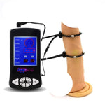 Electric Shock Stretchable Penis Ring 2Pcs With Beads Male Bondage Enlargement Cock Ring Electric Shock Set