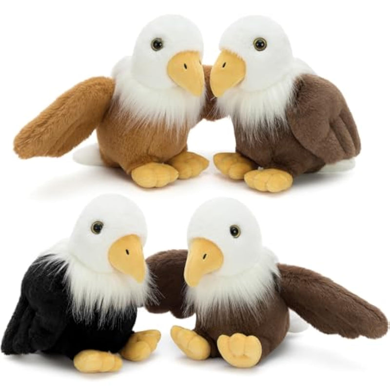 4-Pack American Bald Eagle Plush Toys – 7" Cuddly Eagle Stuffed Animals In Various Poses, Perfect Collectible Gift For Kids & Patriotic Enthusiasts