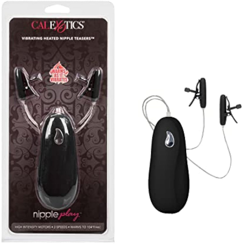 Novelties Nipple Play Vibrating Heated Nipple Teasers, Black