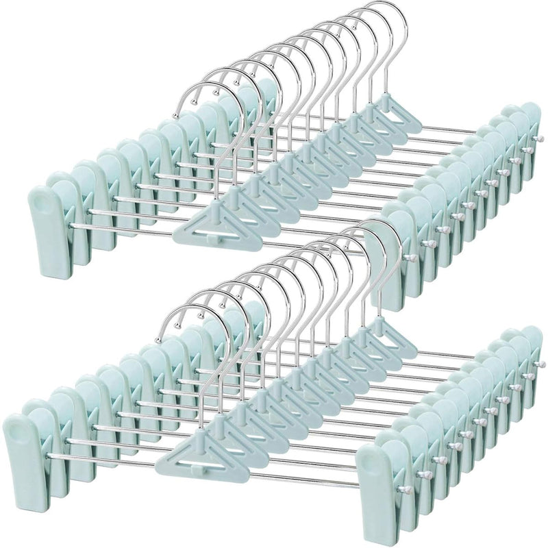 Pants Hangers With Clips - 30 Pack Stackable Plastic Clip Pant Hangers For Skirt