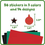 Customizable Scratch Art Stickers for Christmas Holiday Crafts - Pack of 56 Self-Adhesive Stickers