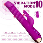 Telescopic Heating Tongue Licking Vibrators, Thrusting G Spot Rabbit Vibrator, 10 Tongue Licking Vibration Modes & 3 Stretching Modes, Adult Sex Toys For Women (Purple)