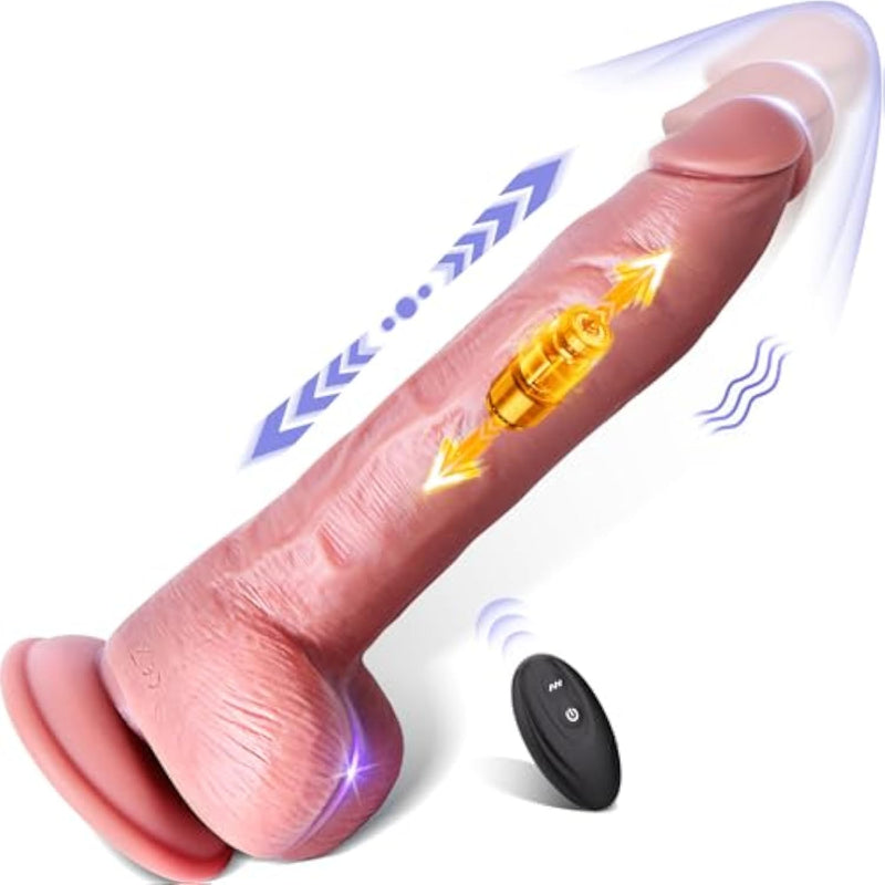 Thrusting Dildo For Women - Vibrator Sex Toy, Consoladores, Strong Suction Cup Dildo With Remote,Thrusting Vibrator Anal Thick Silicone Dildos For Men, Juguetes Sexuales