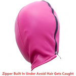 Sealed Leather Zipper Breathable Hood - Sex Slave Pup Training Sealed Hood Restraint Blinder Bondage Helmet Sexual Game Wear For Bdsm Fetish Lover (23 Inches Round, Purple)