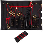 Sex Bondage Bdsm Kit Restraints 7Pcs Sets With Adjustable Handcuffs Collar Blindfold Cross Strap Whip Adult Sex Toys For Men Women And Couples | Black And Red With Storage Bag