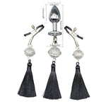 Bell Tassel Nipple Clips With Anal Butt Plug Adjustable Non Piercing Breast Nipple Clamps Anal Plug Body Accessories Jewelry (Black)