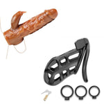 Male Chastity Cage,Large Cock Cage Device With 3 Sizes Rings Penis Sleeve Cock Sleeve - Realistic Adult Male Sex Toy
