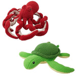 Crochet Stuffed Animals 2-Pack (Octopus & Sea Turtle), 9 Inches Soft Cotton Ocean Plush Toys, Hand-Crocheted Sea Plushies, Birthday For Boys Girls Kids & Adults