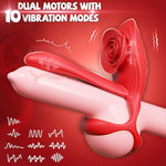 Vibrating Cock Ring Penis Sleeve, Sex Toys For Men Penis Ring Vibrator With Rose Clitoral Stimulator 10 Vibrations, Adult Toys For Men & Women Couples Vibrator, Male Sex Toy Couple Sex Toys