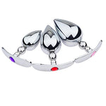 Stainless Steel Anal Plugs with Jewel Base for Male and Female External Use