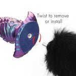 Silicone Fox Tail Butt Plug with Removable 14 Faux Fur Tail and Secure Screw-In Connector for Fantasy Role Play